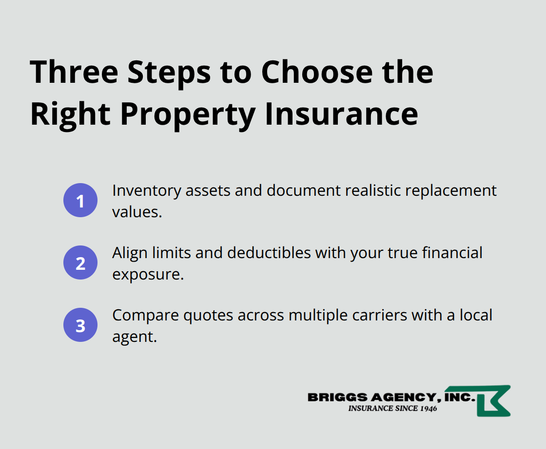 Compact checklist of steps to select the right Crown Point property insurance.