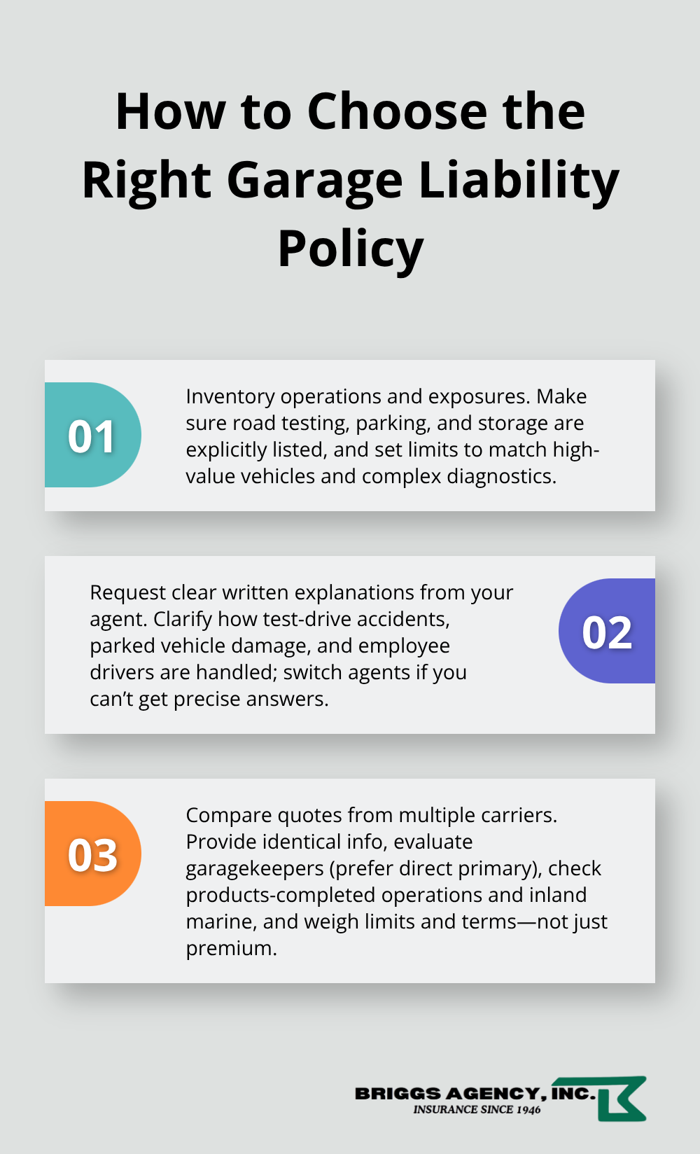 Three-step guide to match coverage to your garage’s real risks. - Garage liability insurance Indiana