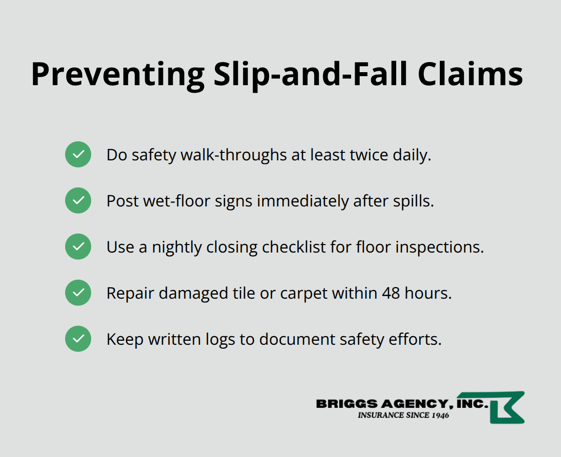 Checklist of slip-and-fall prevention steps for restaurants in the United States - Restaurant insurance for owners