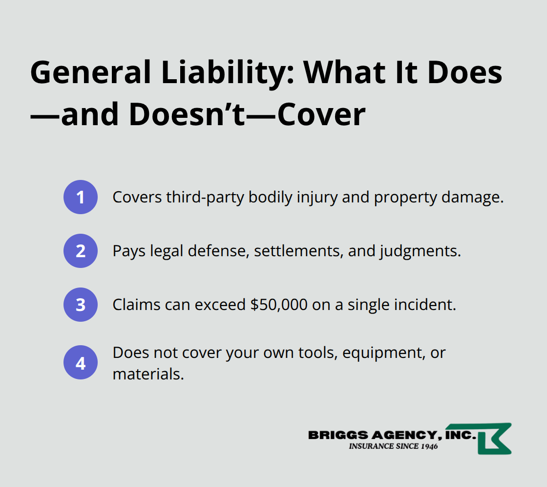 Summary of what contractor general liability includes and excludes - Small contractor insurance plans